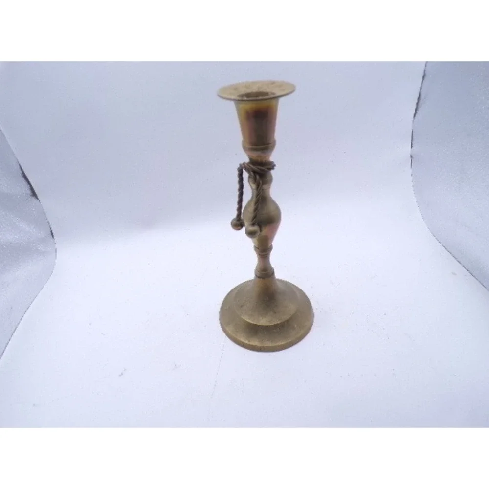 Vintage Brass Taper Candle Holder Ornate Rope Twist Design Accent Decor
